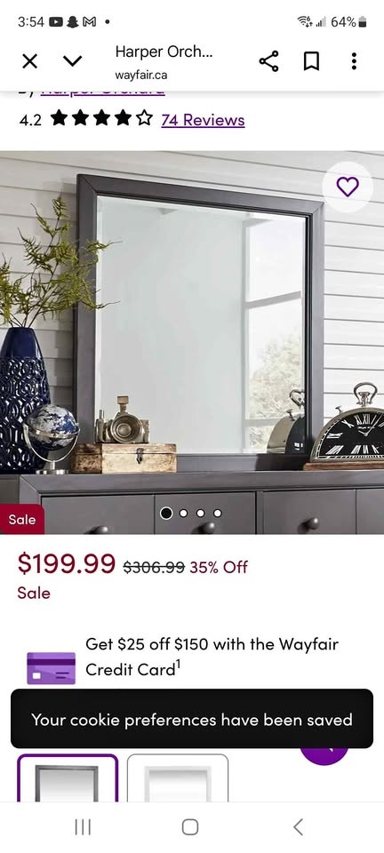 Dresser mirror black