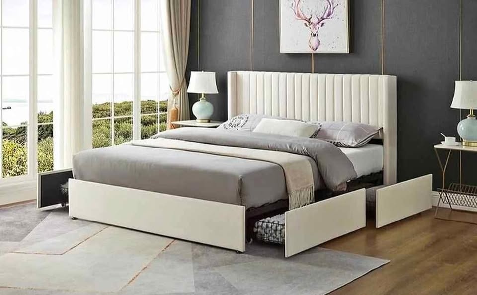SALE: Upholstered Strong Platform Bed Frame- All Sizes Available