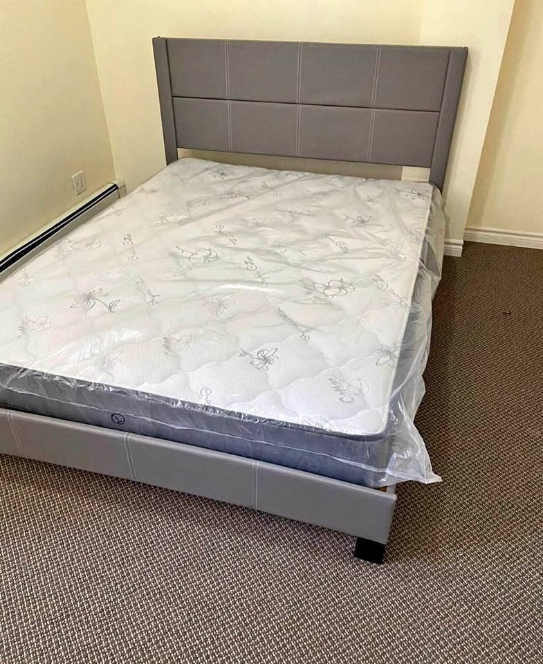 Full/Double Vegan Leather Platform Bed - BRAND NEW