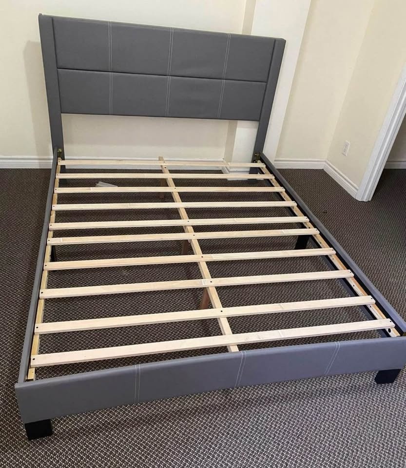 Full/Double Vegan Leather Platform Bed - BRAND NEW - photo 2
