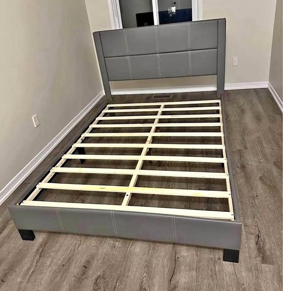 Full/Double Vegan Leather Platform Bed - BRAND NEW - photo 3