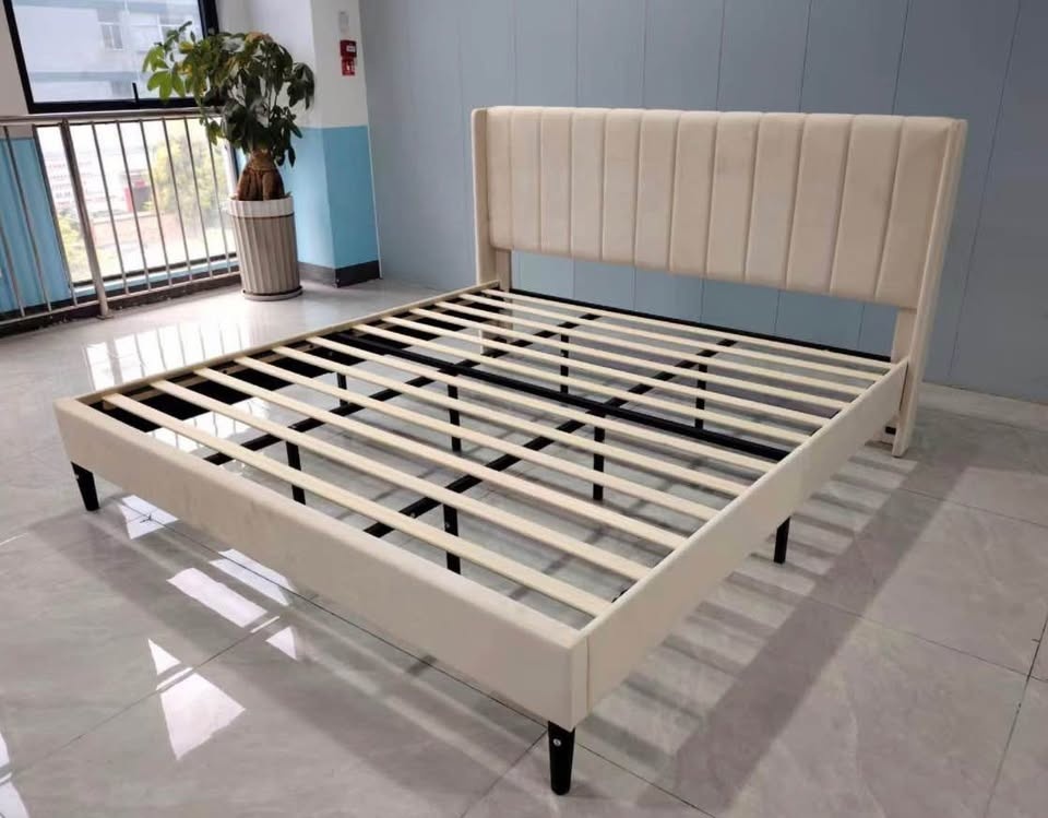 Velvet Wingback Upholstered Platform Bed - Queen/King - photo 3
