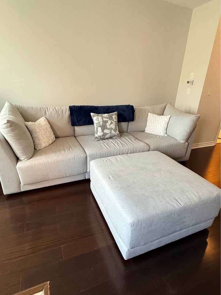 Large Grey Couch with Large Foot Stool - photo 2