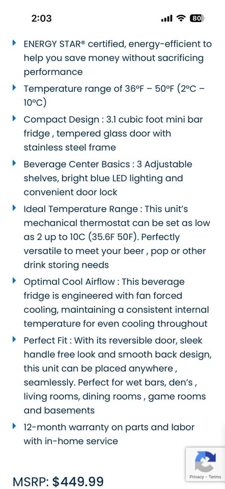 Danby 3.1 cubic mini refrigerator - photo 2