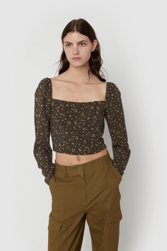 Oak + Fort Floral Square Neck Blouse