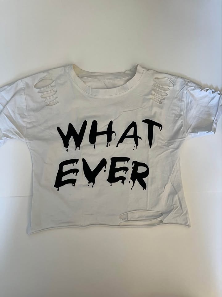 White Distressed Crop Top