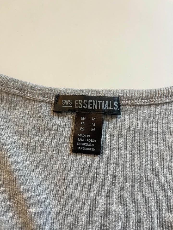 Gray Button Down Crop Top - M - photo 2