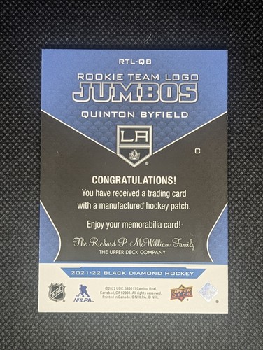2021-22 Black Diamond Rookie Team Logo Quinton Byfield - photo 2