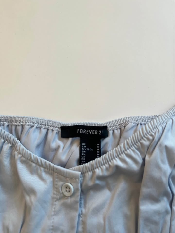 Light Blue Puff Sleeve Crop Top - M - photo 2