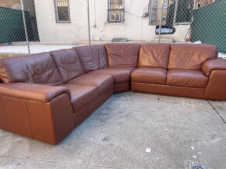 Chateau d’Ax 3-Piece Brown Genuine Leather Sectional - photo 3
