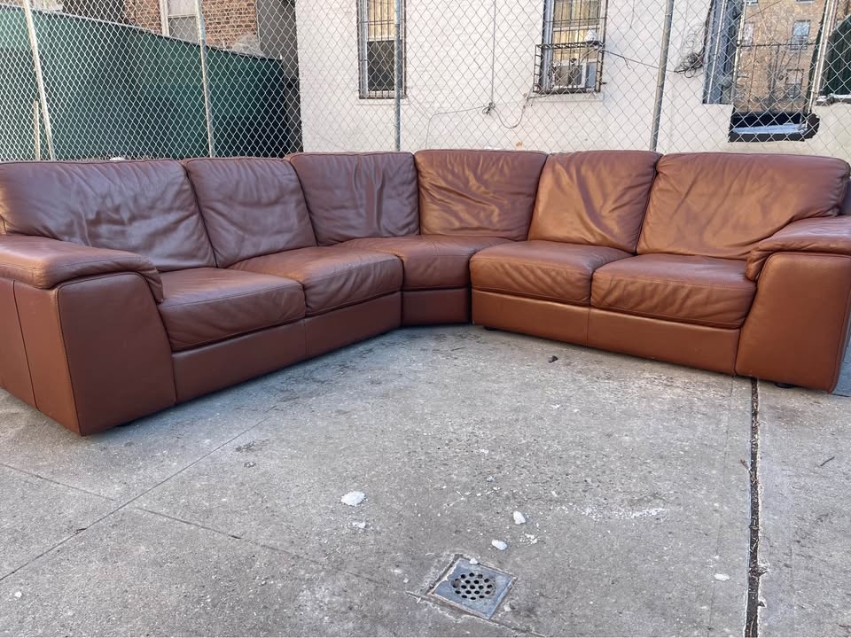 Chateau d’Ax 3-Piece Brown Genuine Leather Sectional - photo 4
