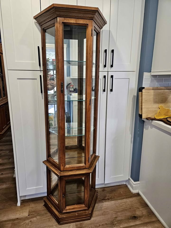 Tall Glass Curio Cabinet – Solid Wood Display Case