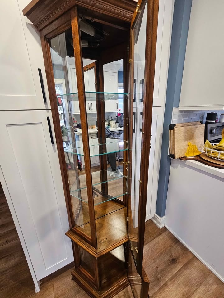 Tall Glass Curio Cabinet – Solid Wood Display Case - photo 2