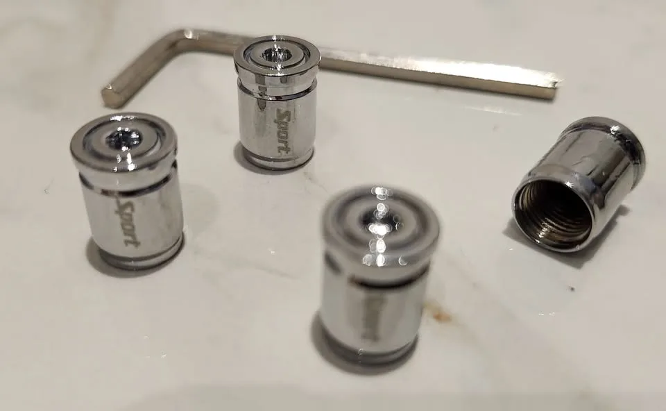 Silver Chrome Tire Valve Stem Caps with Hex Key – 4 Pack thumbnail