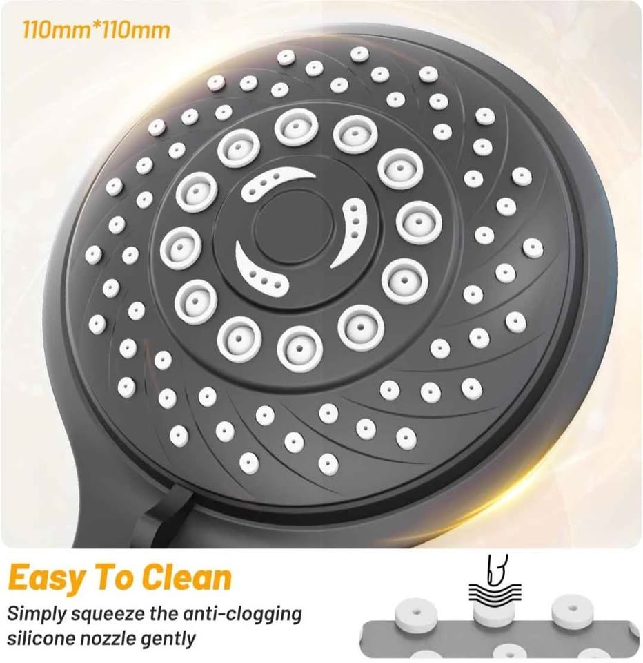 6-Mode Handheld Shower Head with Hose – Black - photo 4