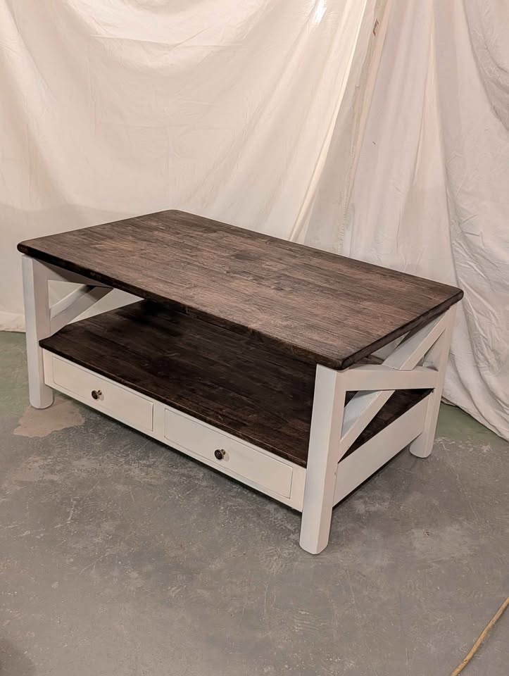 Rustic Farmhouse Coffee Table – Thick Solid Top & X-Base - photo 3