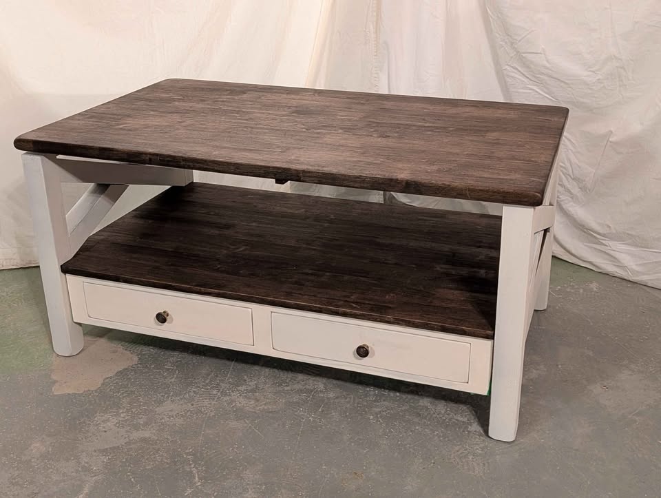 Rustic Farmhouse Coffee Table – Thick Solid Top & X-Base - photo 4