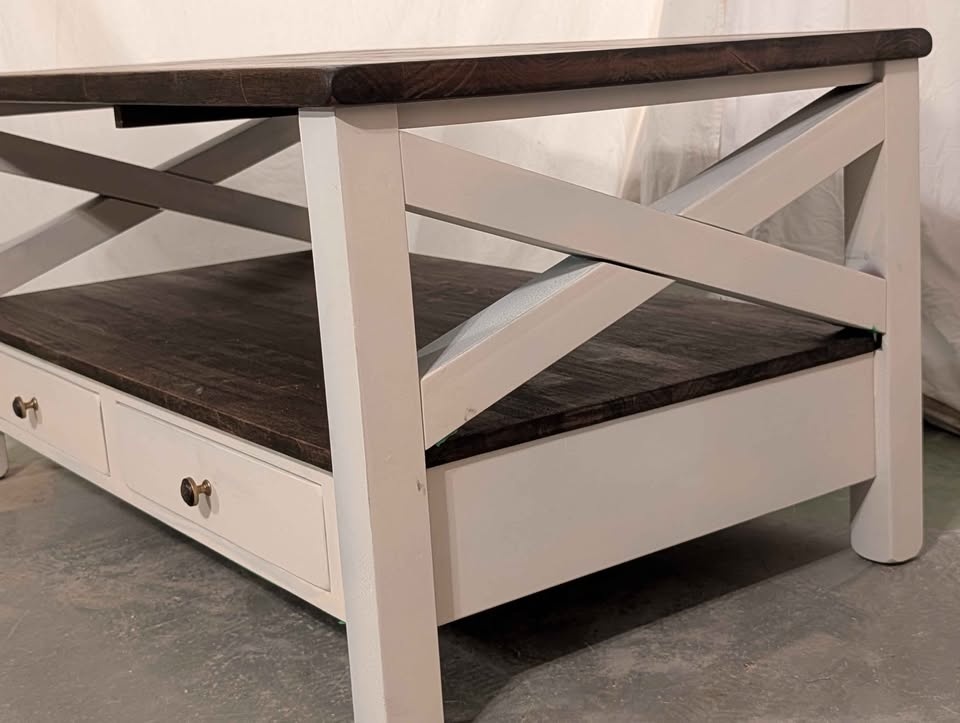 Rustic Farmhouse Coffee Table – Thick Solid Top & X-Base - photo 5