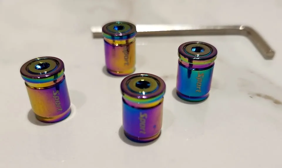Rainbow Chrome Tire Valve Stem Caps with Hex Key – 4 Pack thumbnail