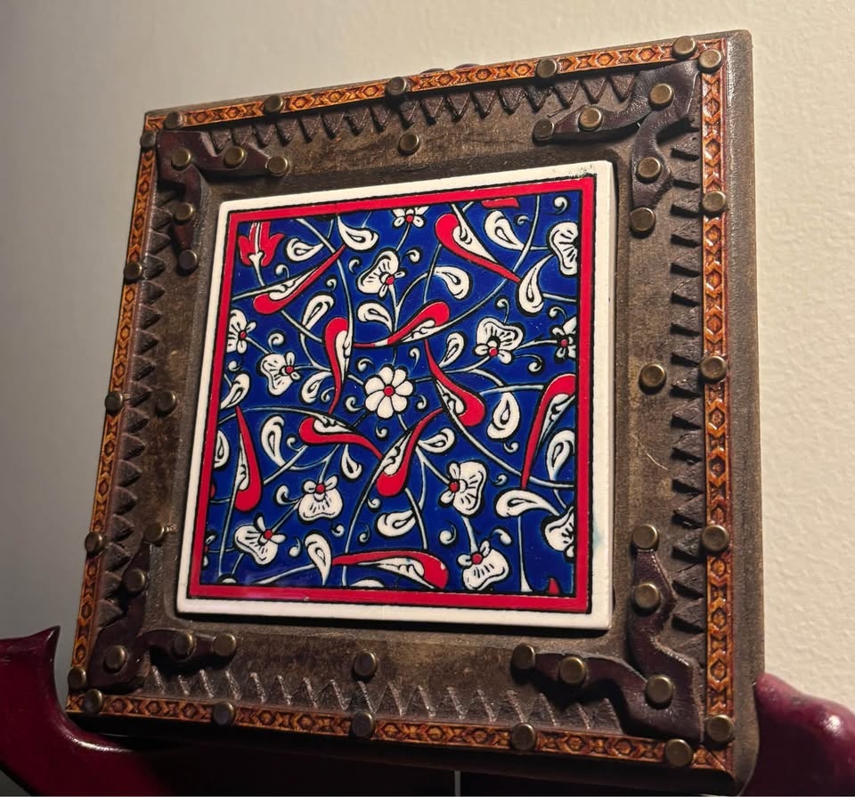 Handmade Iznik Floral Artwork | Wood Framed