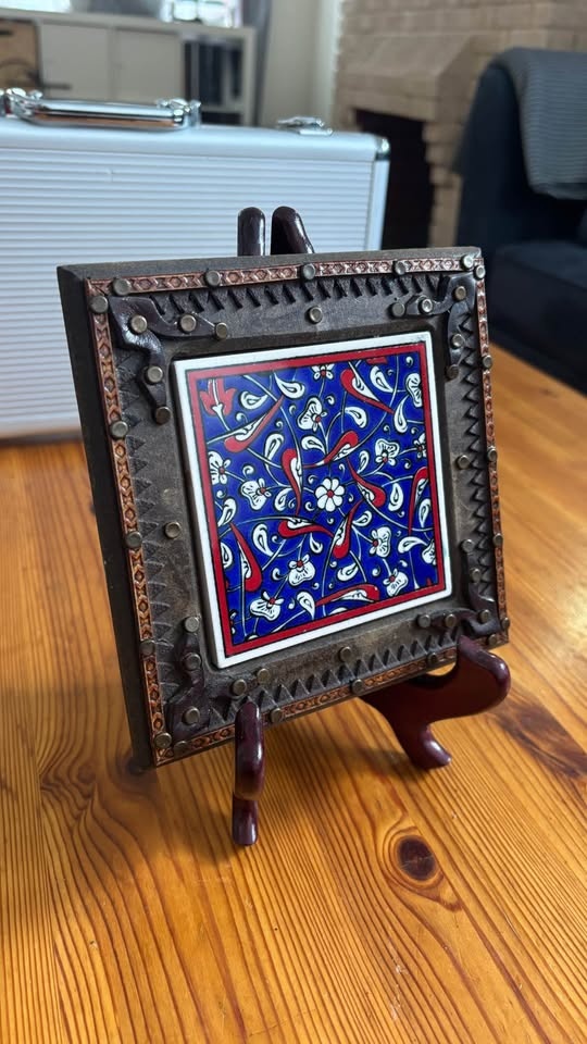 Handmade Iznik Floral Artwork | Wood Framed - photo 2