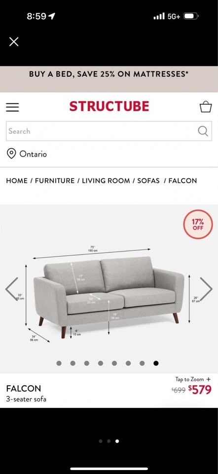Modern Light Grey Sofa - moving need it gone asap - photo 2
