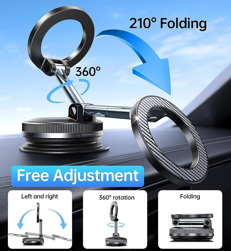 Magnetic Suction Cup Phone Mount for MagSafe – 360° Rotatable - photo 5