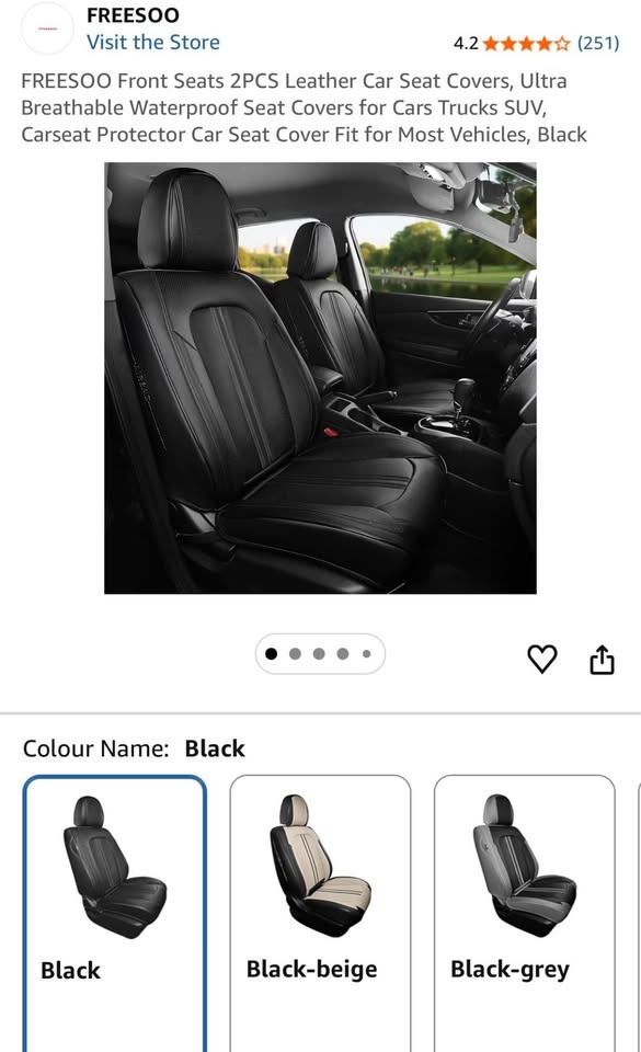 Leather Car Seat Covers Black Universal