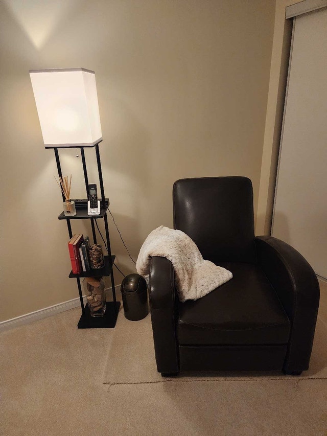 Leather Recliner Chair and Shelf Light Fixture - photo 2