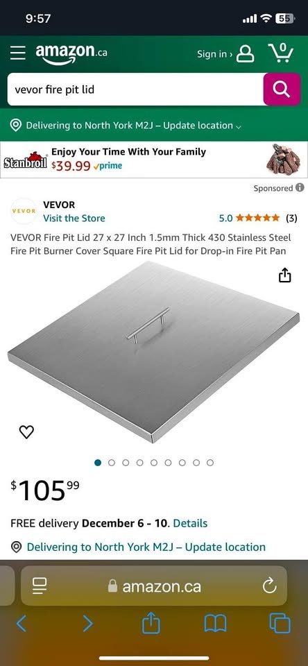 VEVOR Fire Pit Lid 27 x 27 Inch