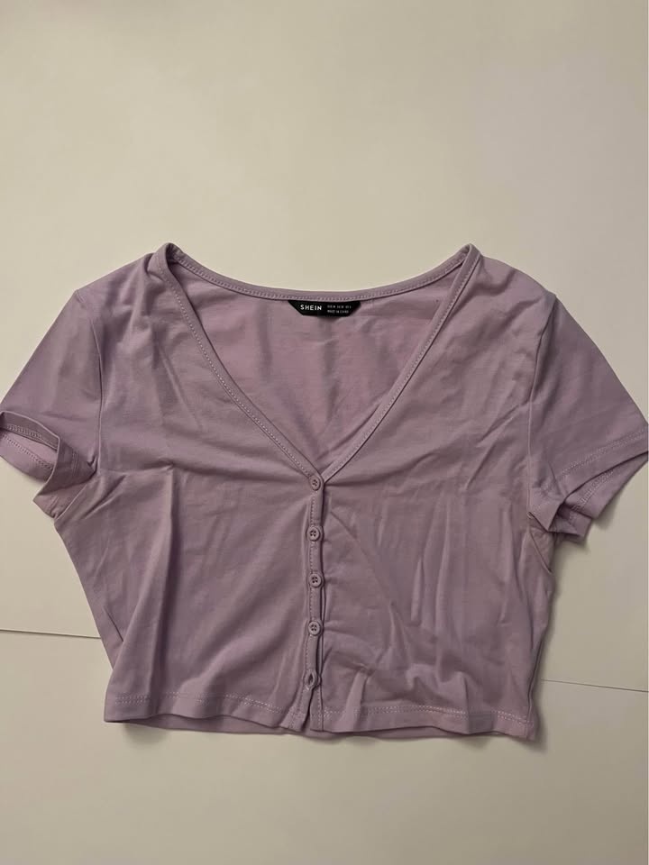 Purple Cropped Shirt - M