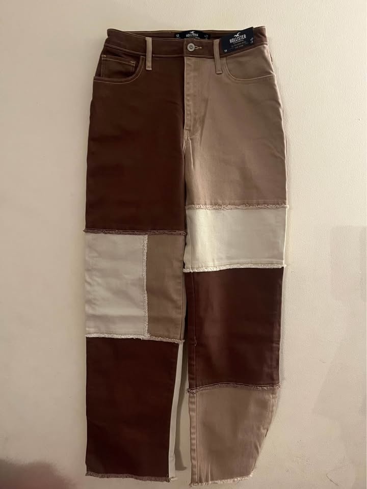 Hollister Brown Patchwork Dad Jeans - Size 5