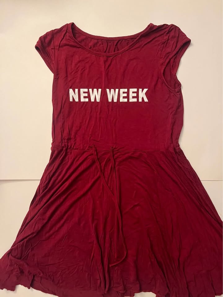 Red Dress with "New Week" Text