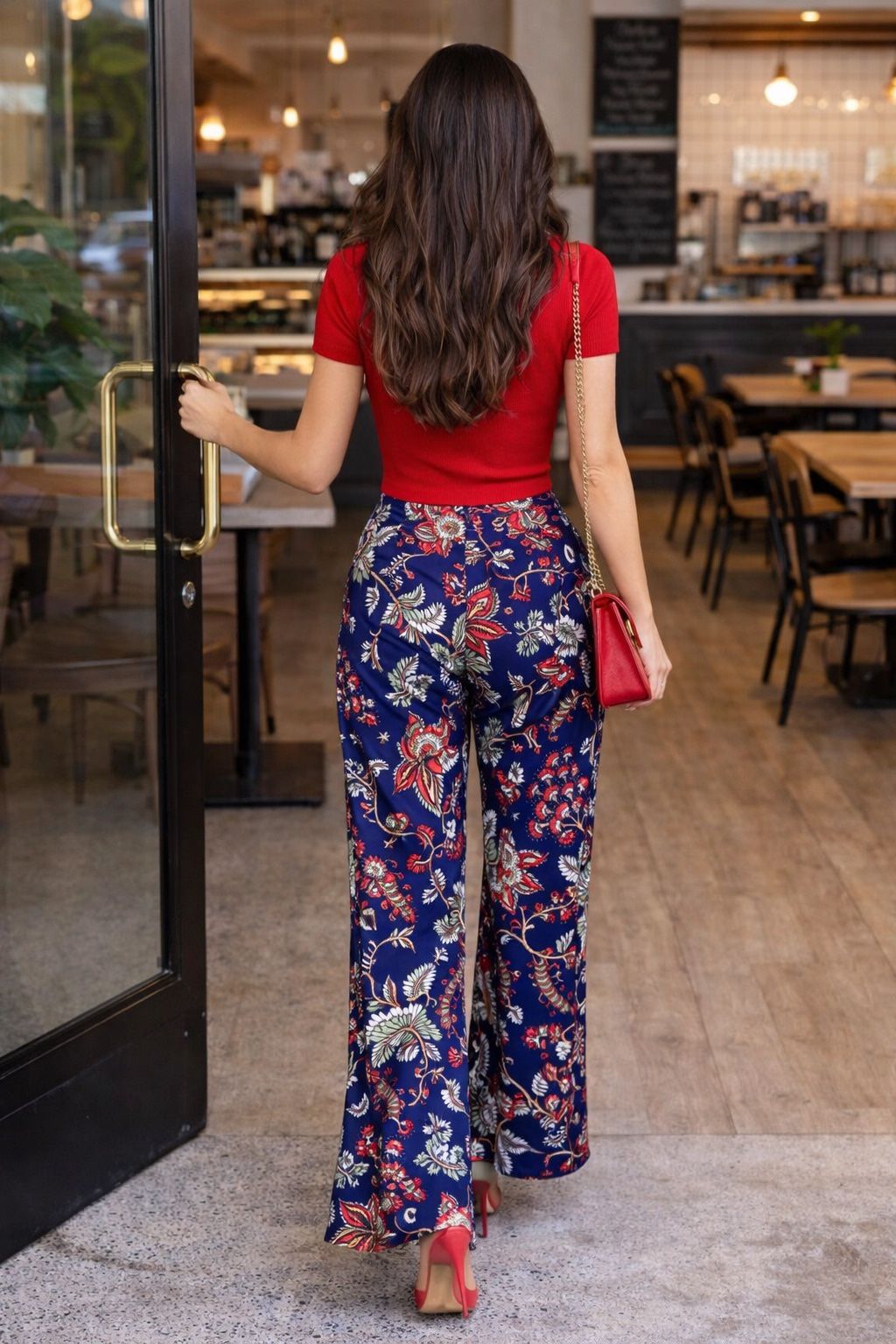 Super flattering Maze Navy Floral Soft Wide-Leg Pants – Size M - photo 2