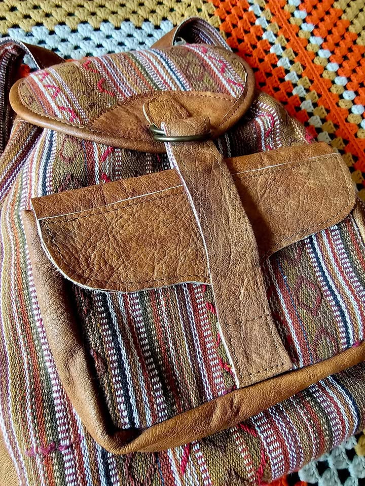 Vintage Leather Boho Hippy Backpack - photo 2