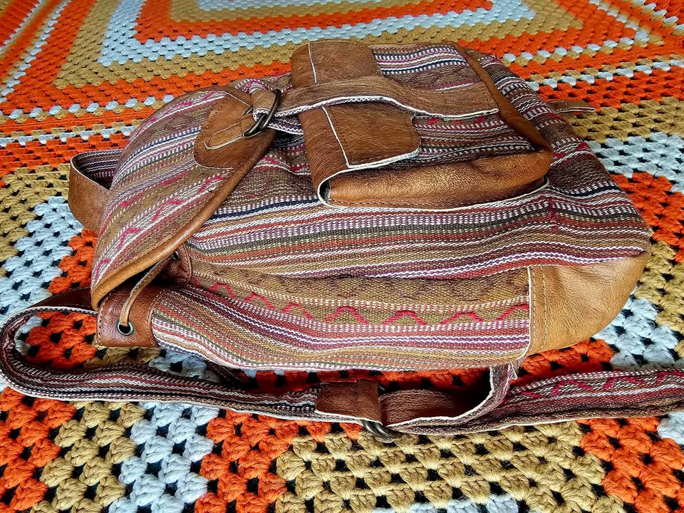 Vintage Leather Boho Hippy Backpack - photo 5