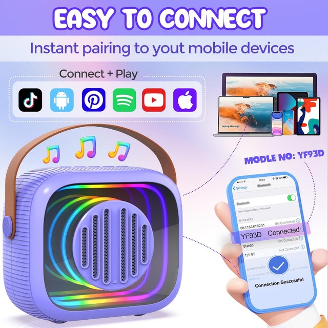 NEW Portable Karaoke Wireless Bluetooth Speaker w/ 2 Mics - photo 2