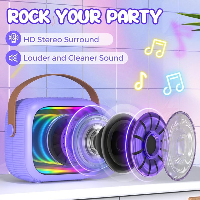 NEW Portable Karaoke Wireless Bluetooth Speaker w/ 2 Mics - photo 3