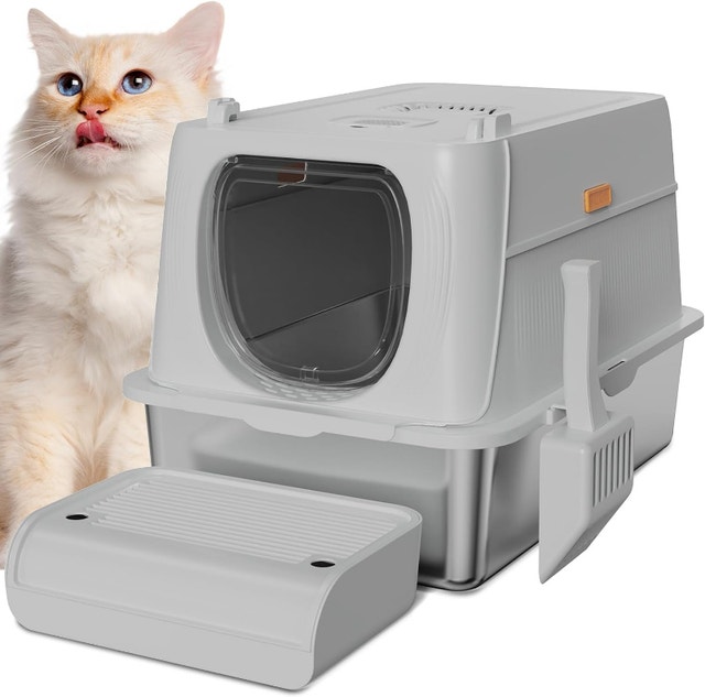 XL Stainless Steel Litter Box - Odor Removal & Anti-Leak