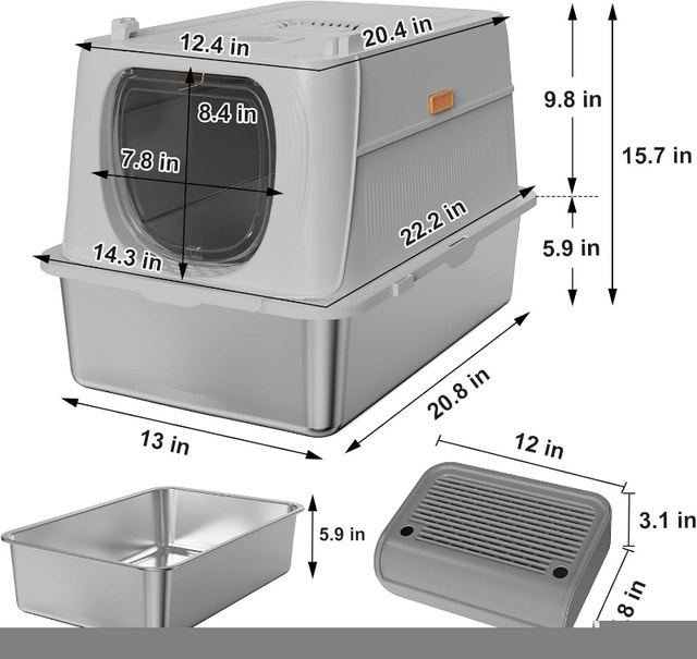 XL Stainless Steel Litter Box - Odor Removal & Anti-Leak - photo 3