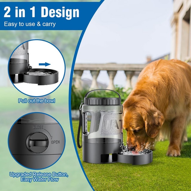 Brand new 95oz Travel Dog Water Bowl Dispenser w/Pull-Out Dish - photo 2