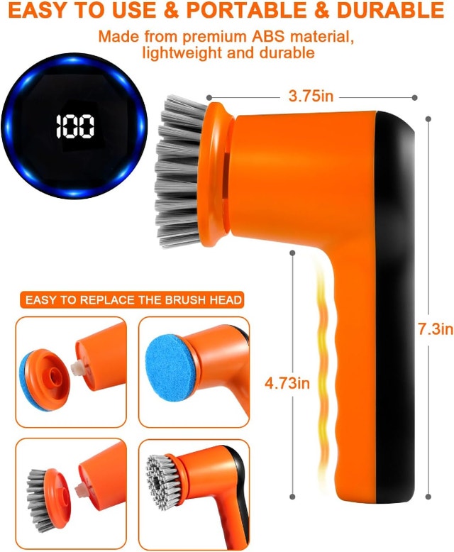 New Cordless Electric Spin Scrubber, Digital Display & 5 Heads - photo 3