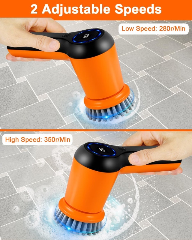 New Cordless Electric Spin Scrubber, Digital Display & 5 Heads - photo 4