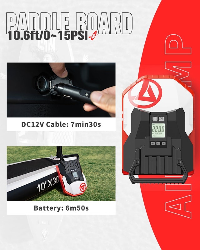 NEW Rechargeable Air Pump 22 PSI Inflate/Deflate 12V Car Connect - photo 3