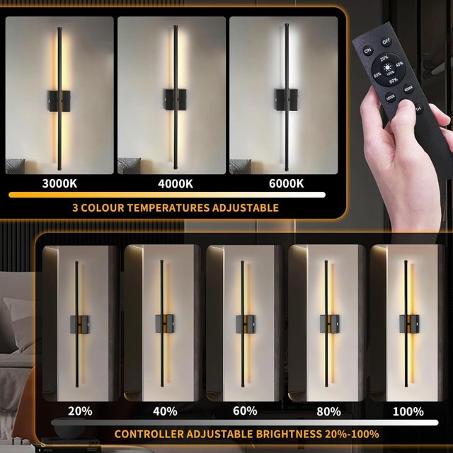 NEW Wireless Wall Sconces 2 Pack Dimmable Battery Remote Control - photo 4