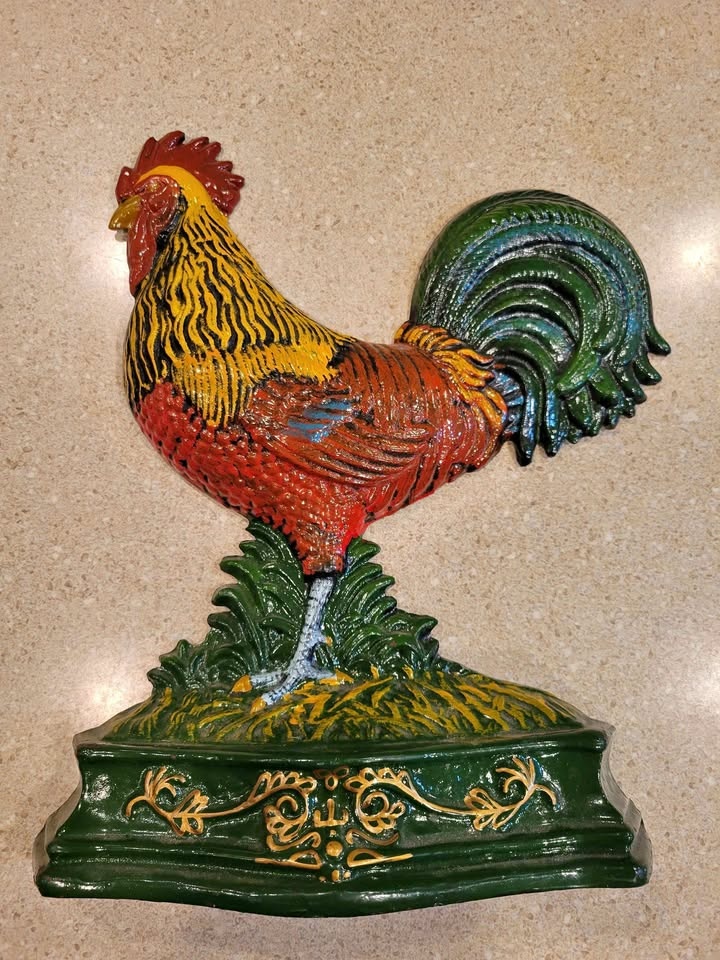 Vintage Rooster Cast Iron Door Stop