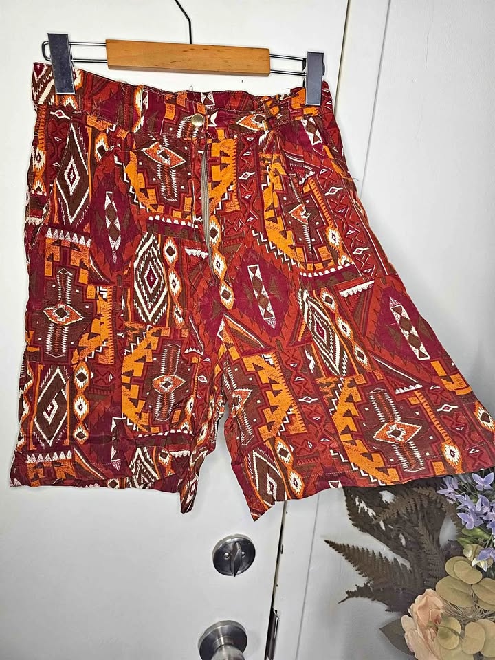 Vintage southwest print boho high waist shorts