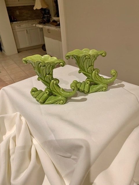 Vintage Royal Haeger Cornucopia Ceramic Candle Holders