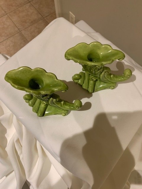 Vintage Royal Haeger Cornucopia Ceramic Candle Holders - photo 2