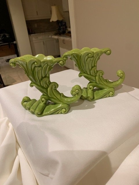 Vintage Royal Haeger Cornucopia Ceramic Candle Holders - photo 4